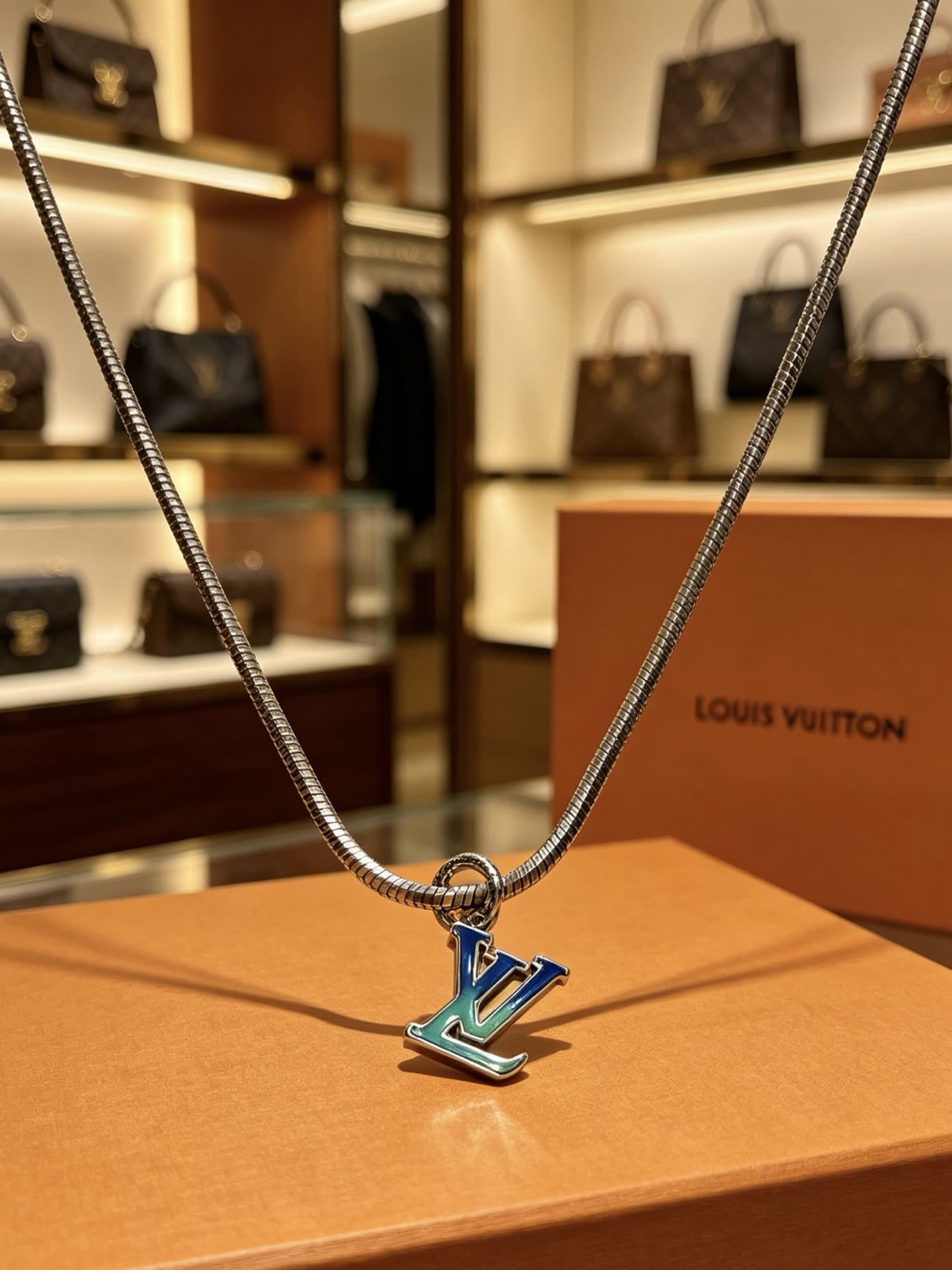 Louis Vuitton Monogram 'LV' Pendant Necklace